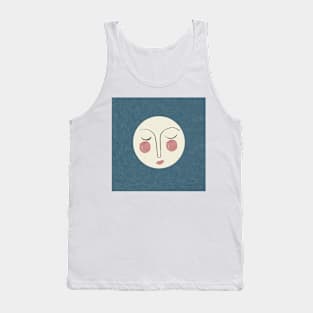 Blue moon face illustration Tank Top